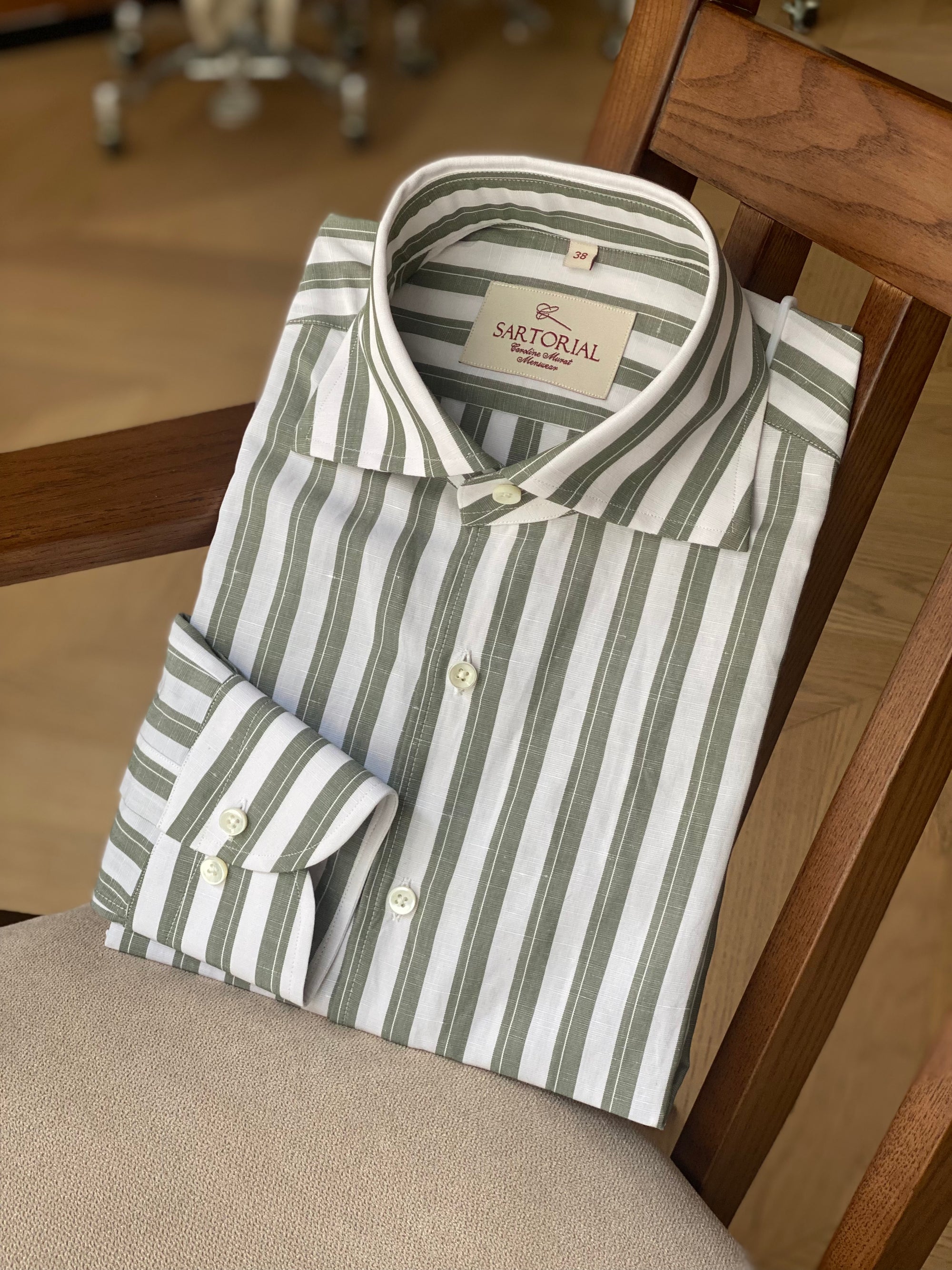 MTO Olive Stripe Blending Shirt