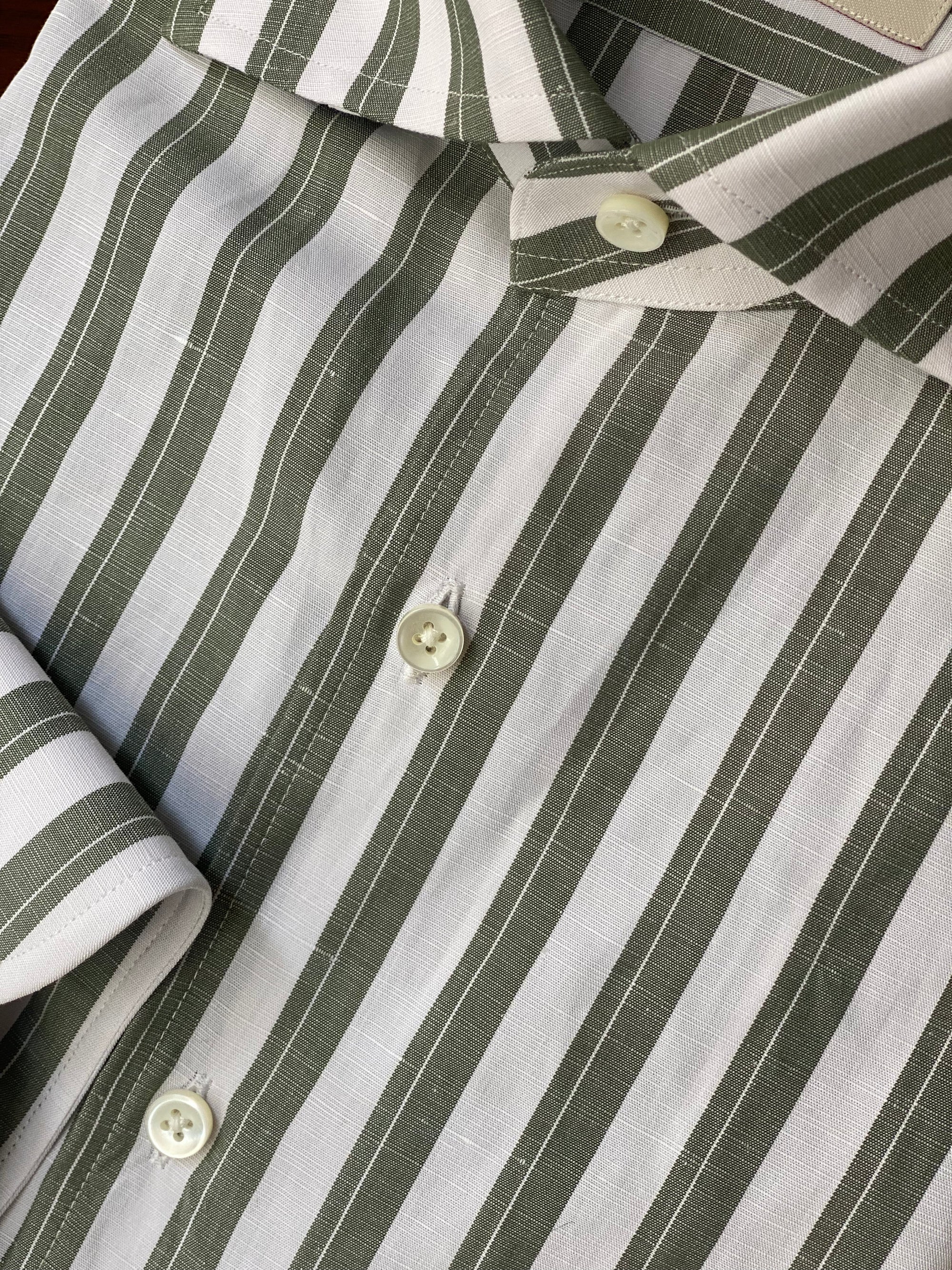 MTO Olive Stripe Blending Shirt