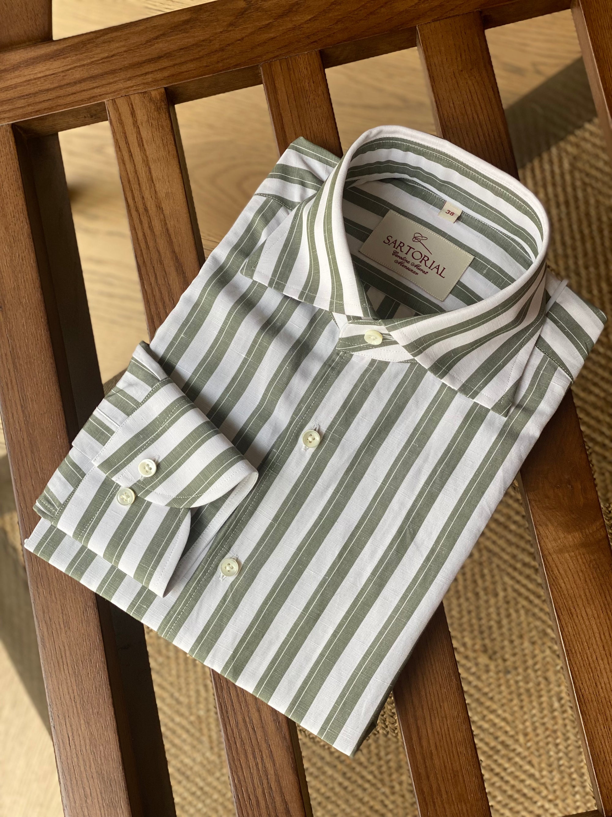 MTO Olive Stripe Blending Shirt