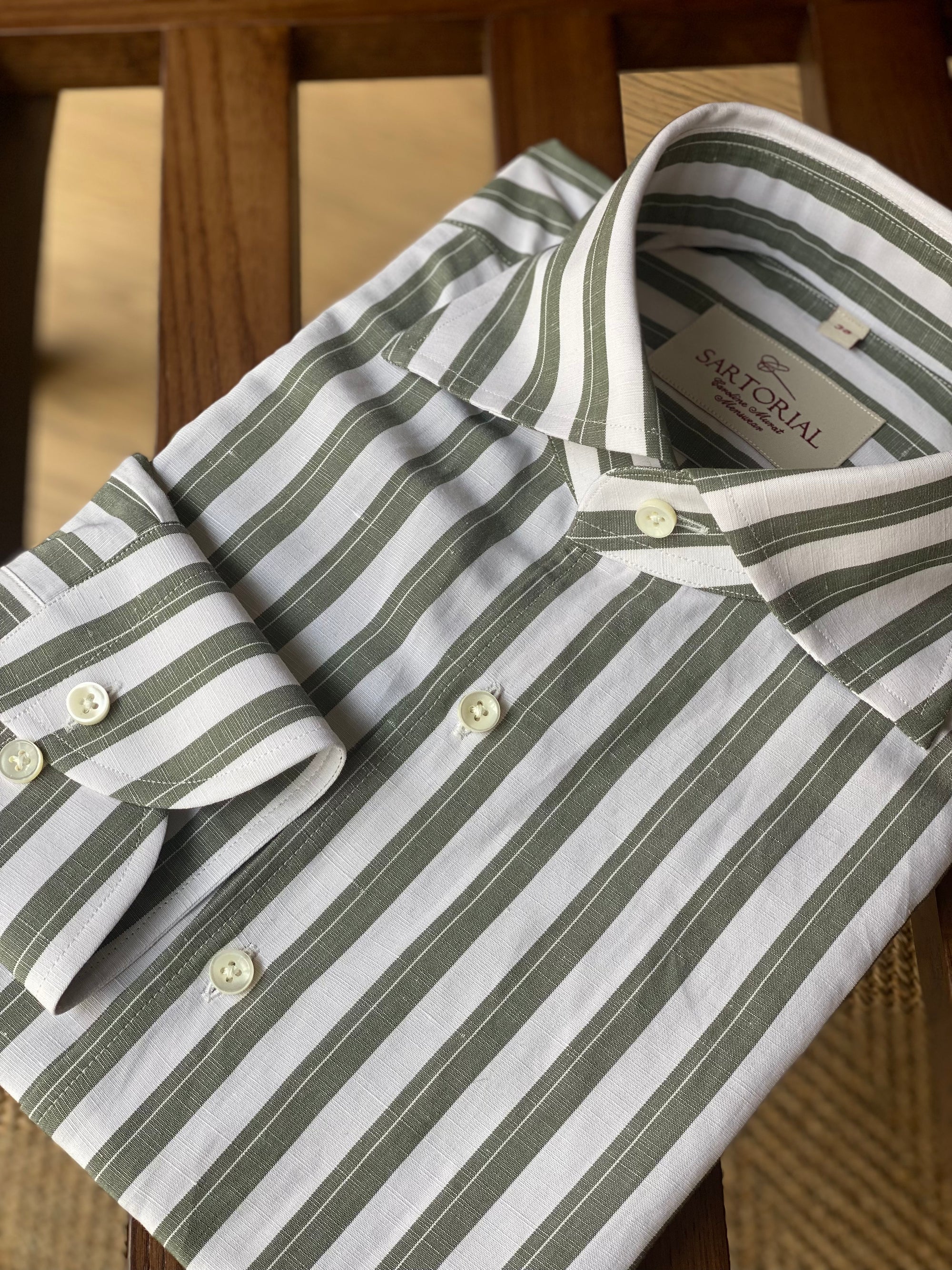 MTO Olive Stripe Blending Shirt
