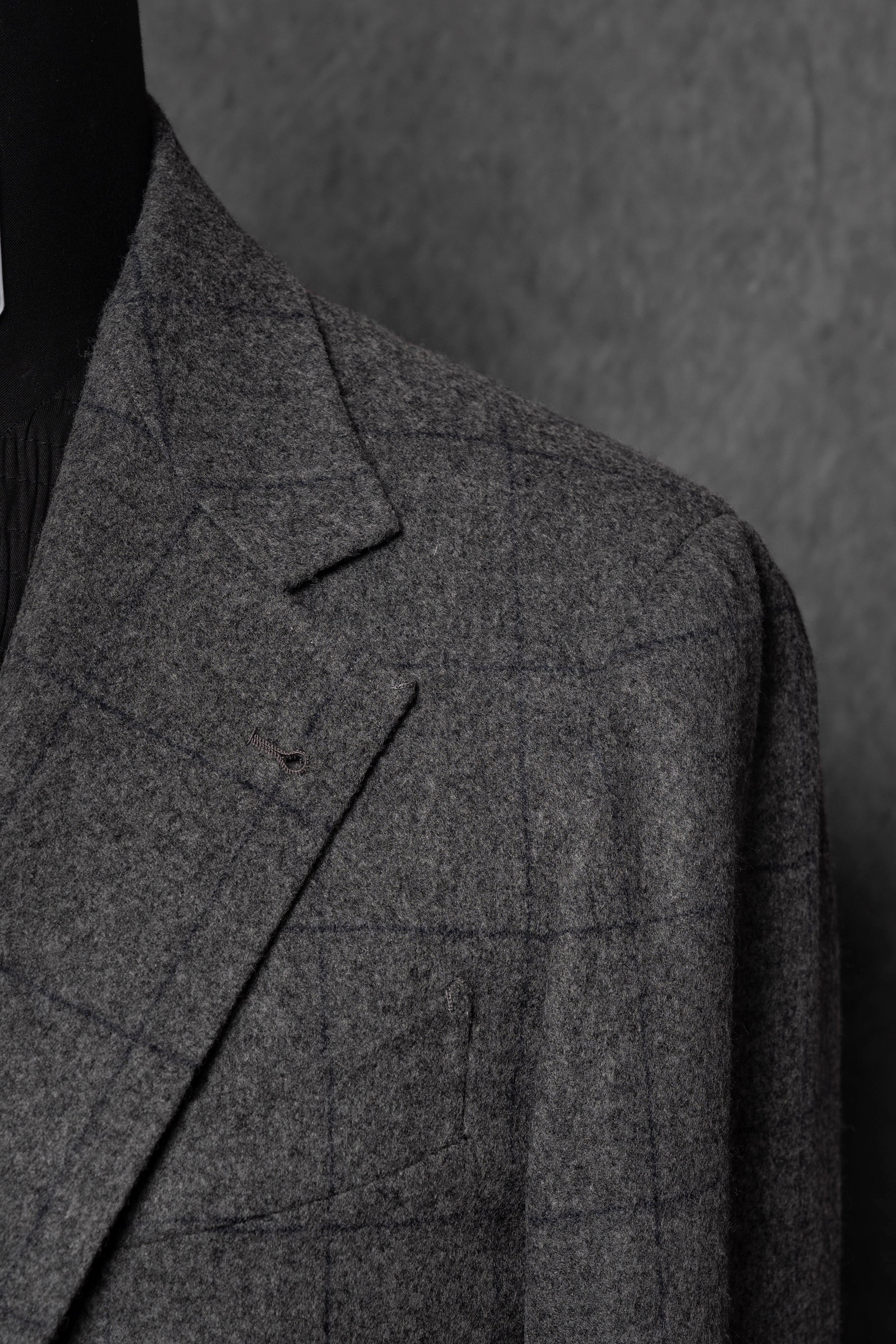 MTO Mid Grey Windowpane Flannel Suit