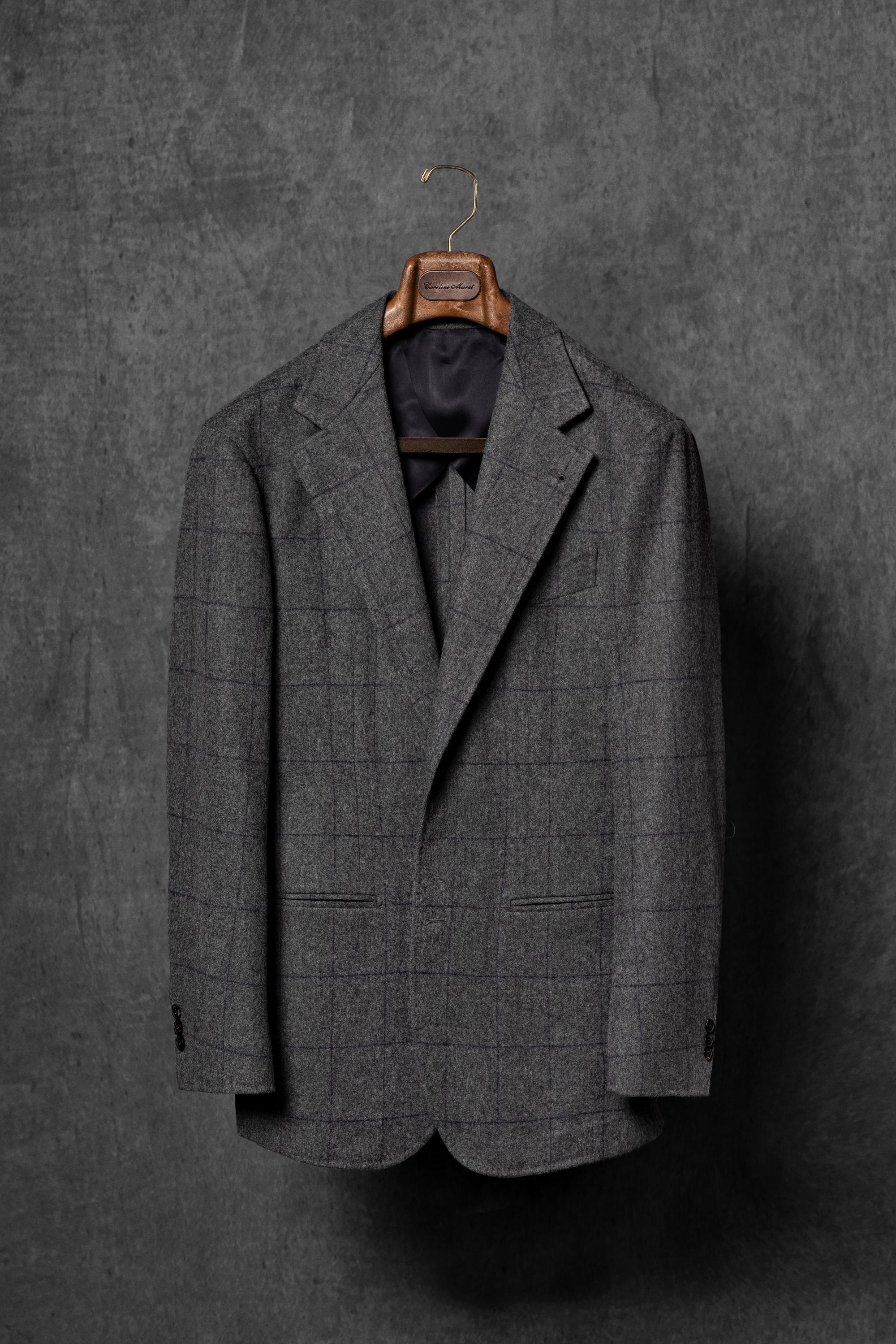 MTO Mid Grey Windowpane Flannel Suit