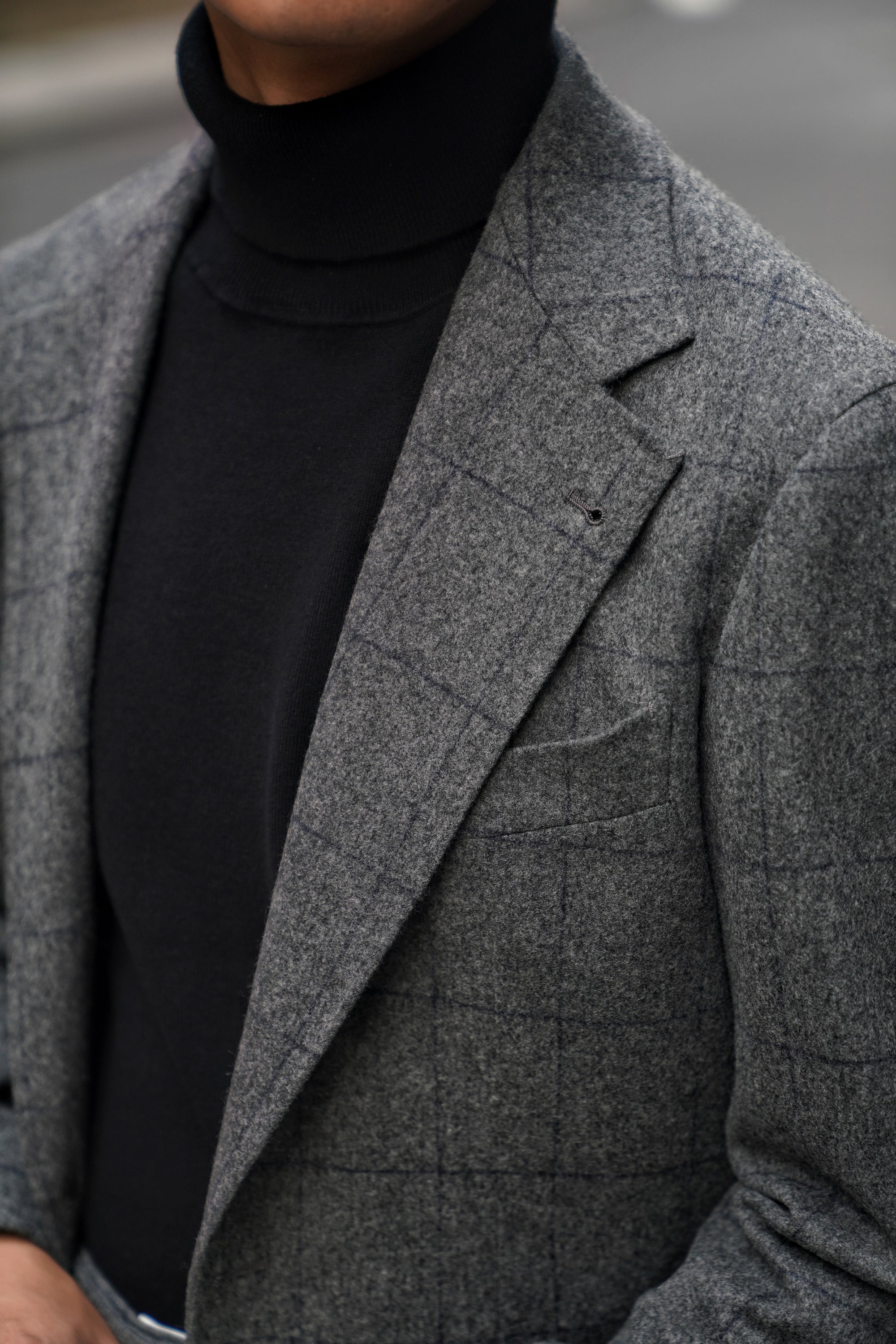 MTO Mid Grey Windowpane Flannel Suit