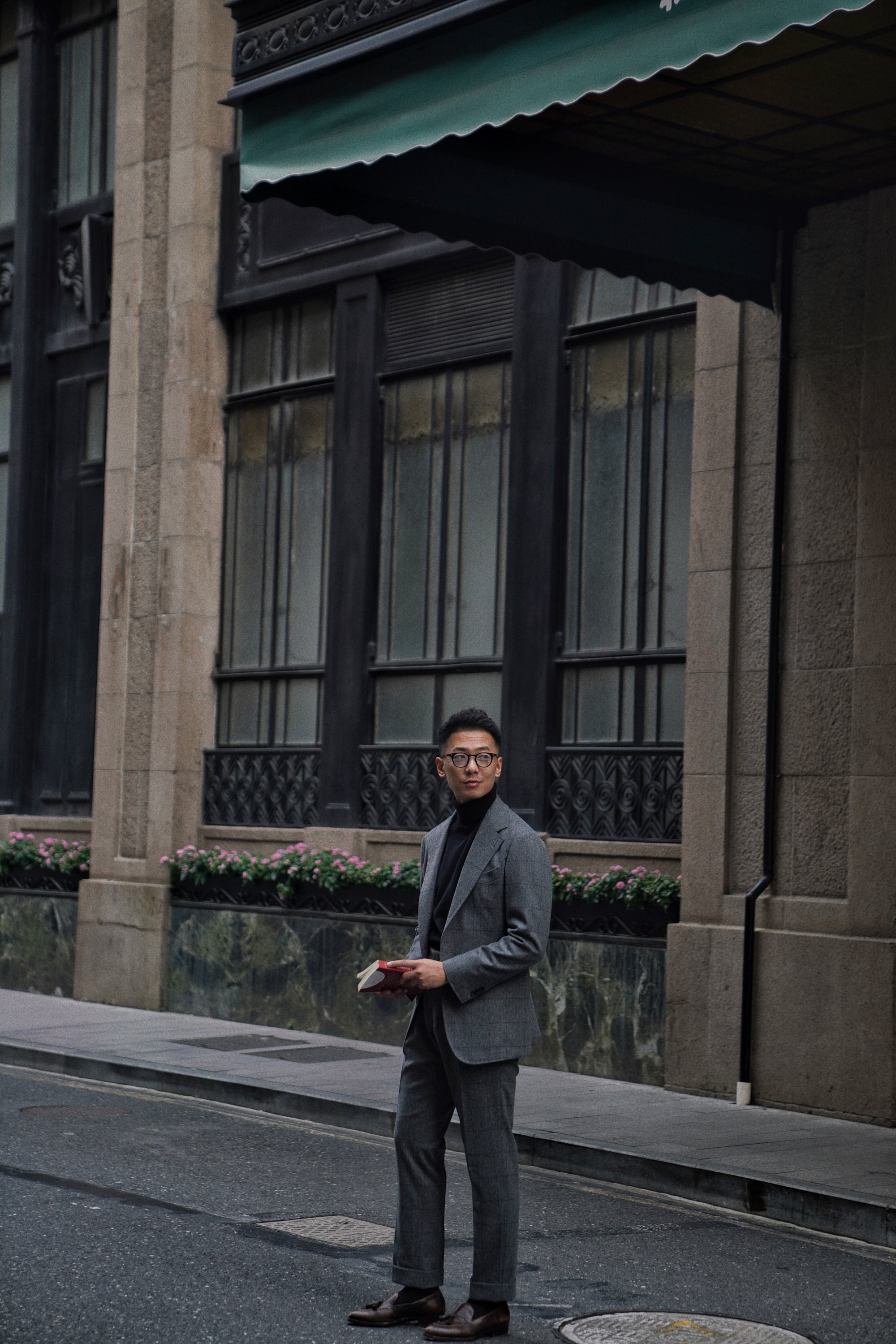MTO Mid Grey Windowpane Flannel Suit
