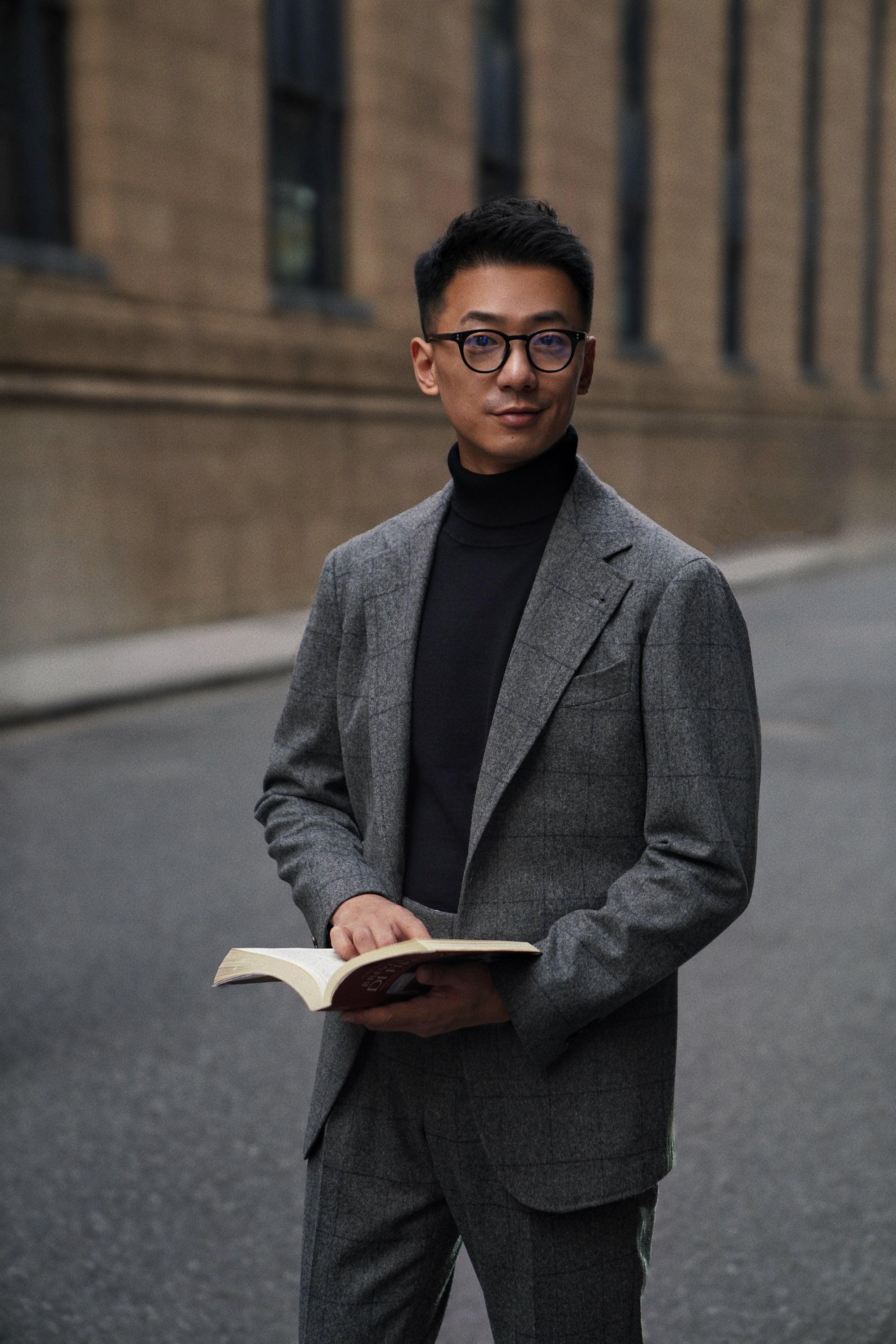 MTO Mid Grey Windowpane Flannel Suit