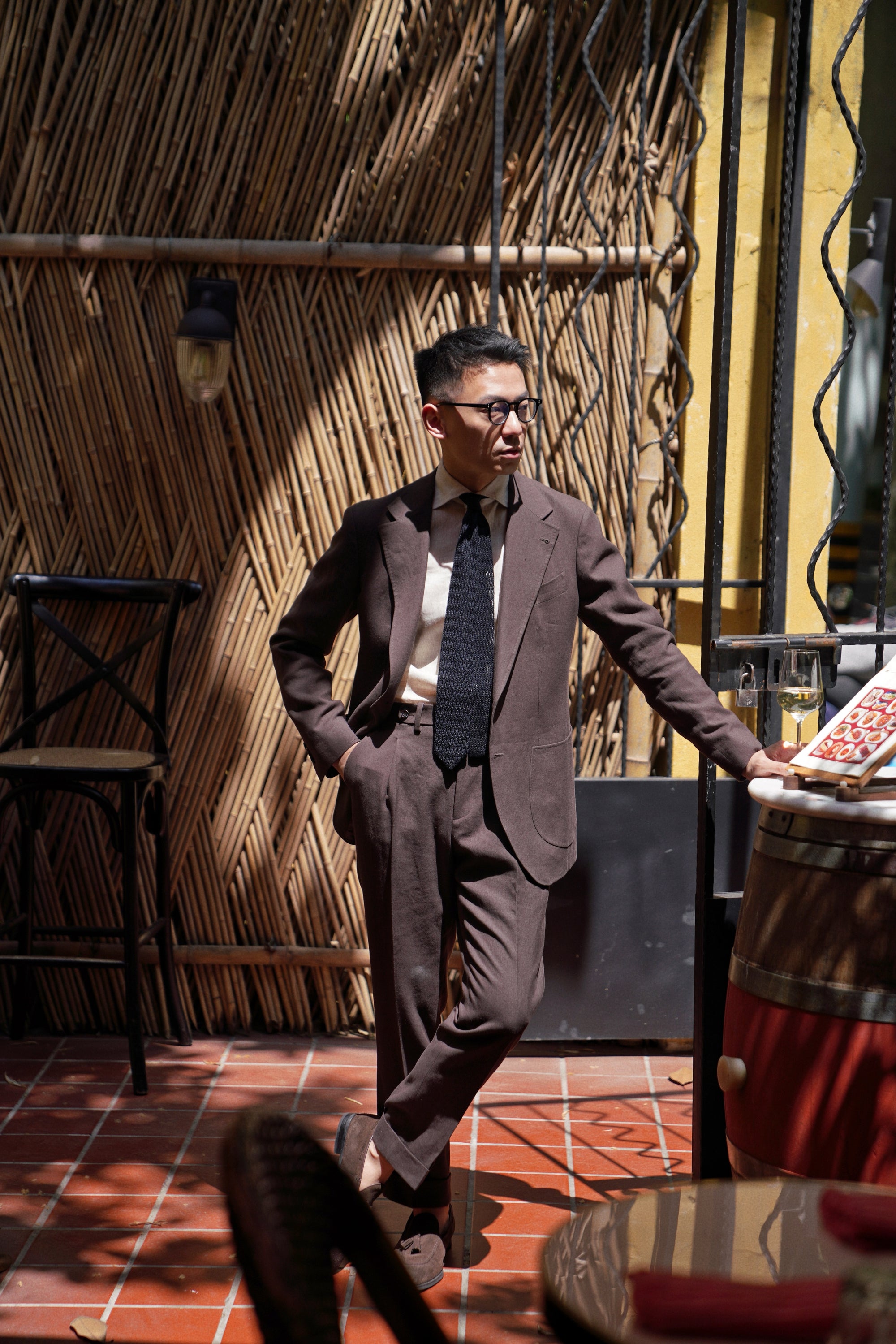 MTO Dark Brown Linen Suit