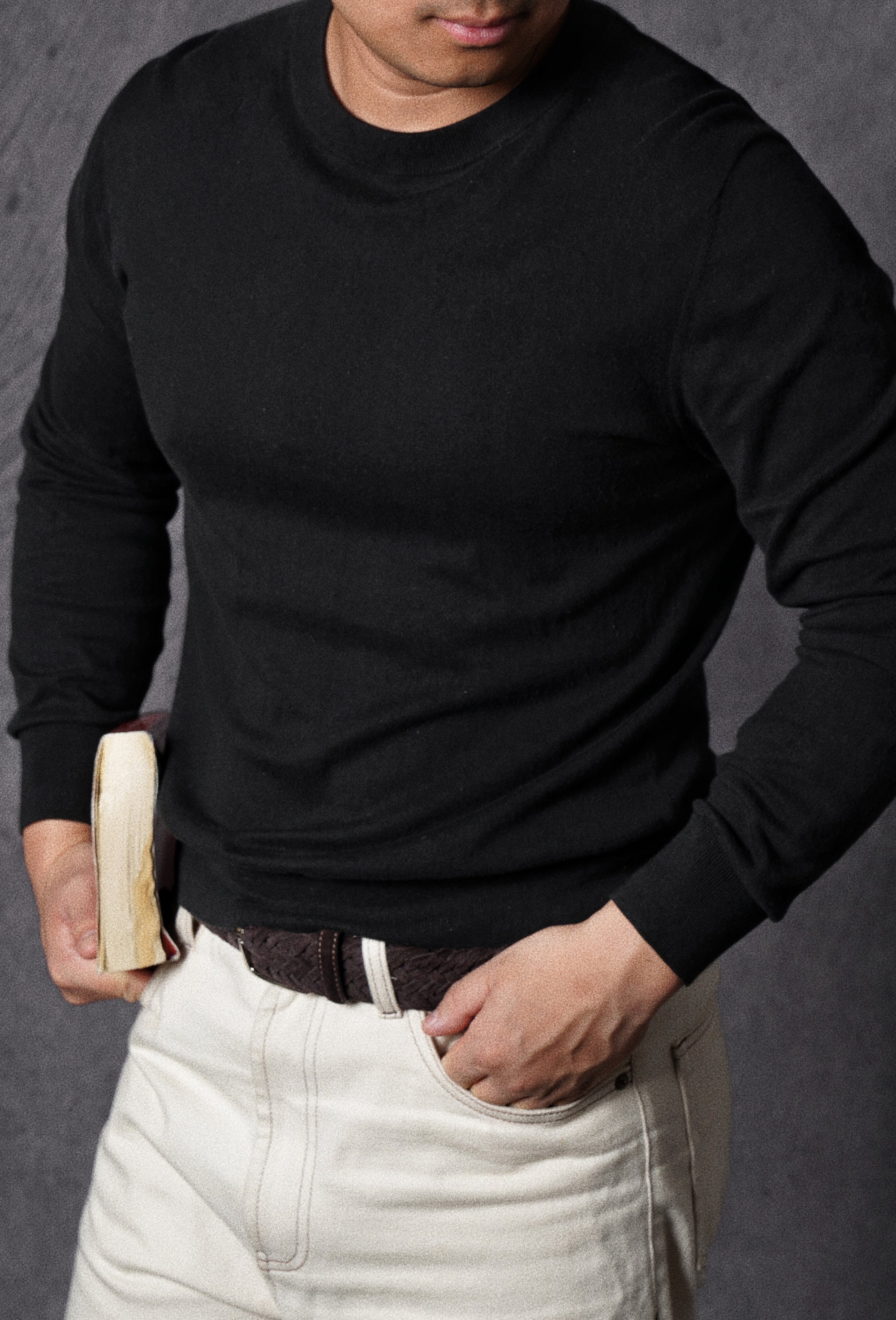 Black Long Sleeve Crew Neck Jumper