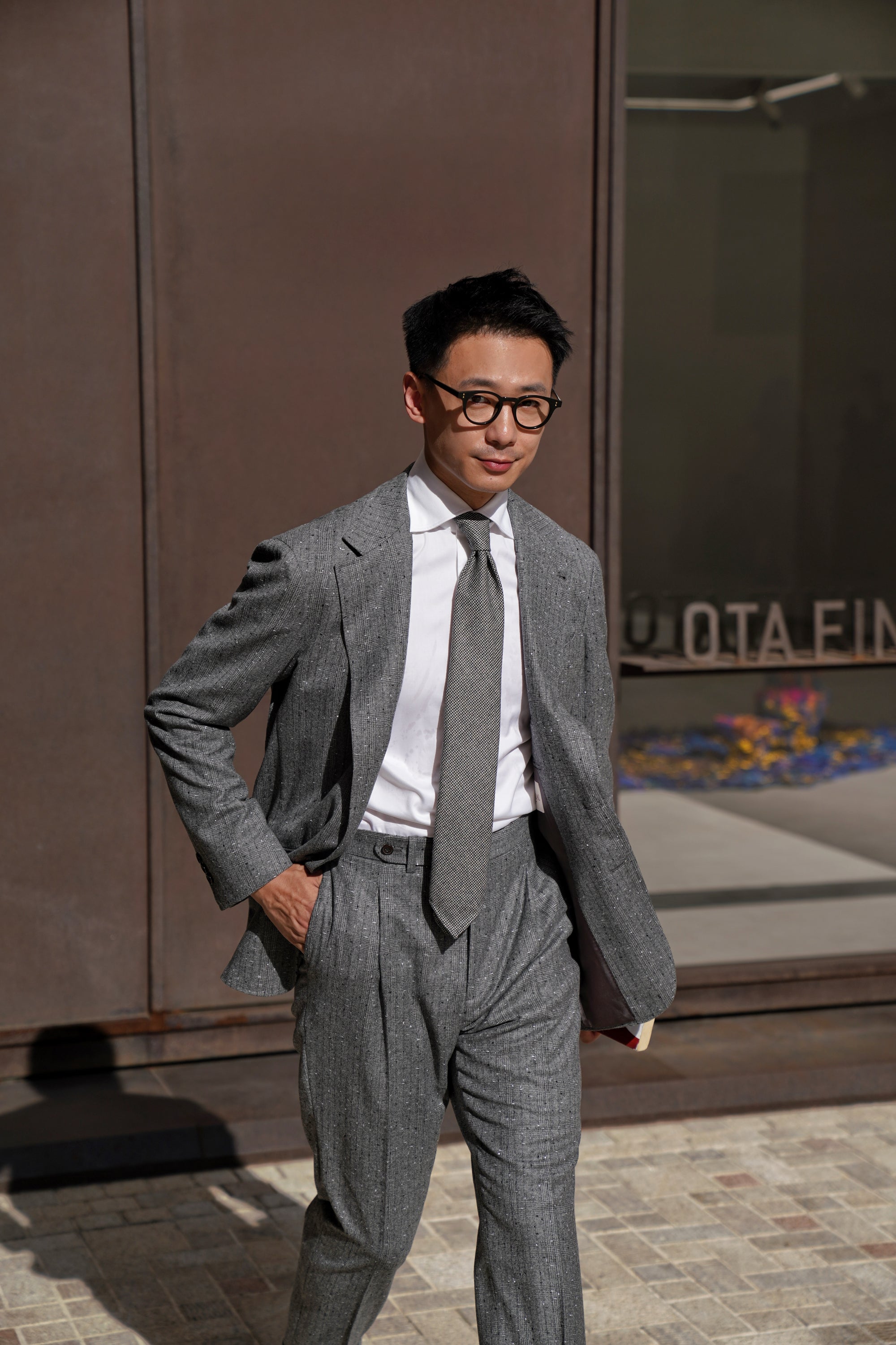 Grey Dotted Glen Check Suit