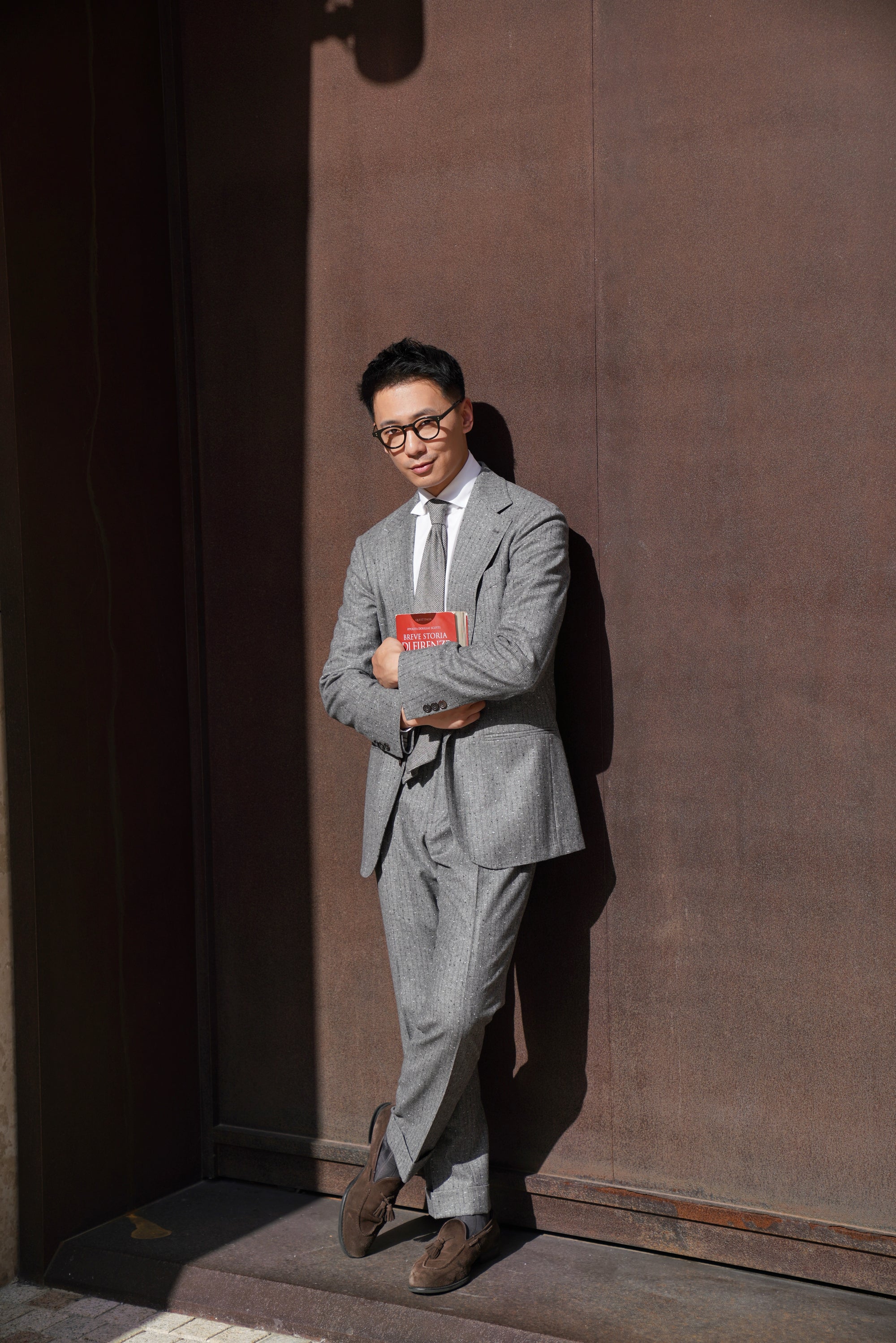 Grey Dotted Glen Check Suit