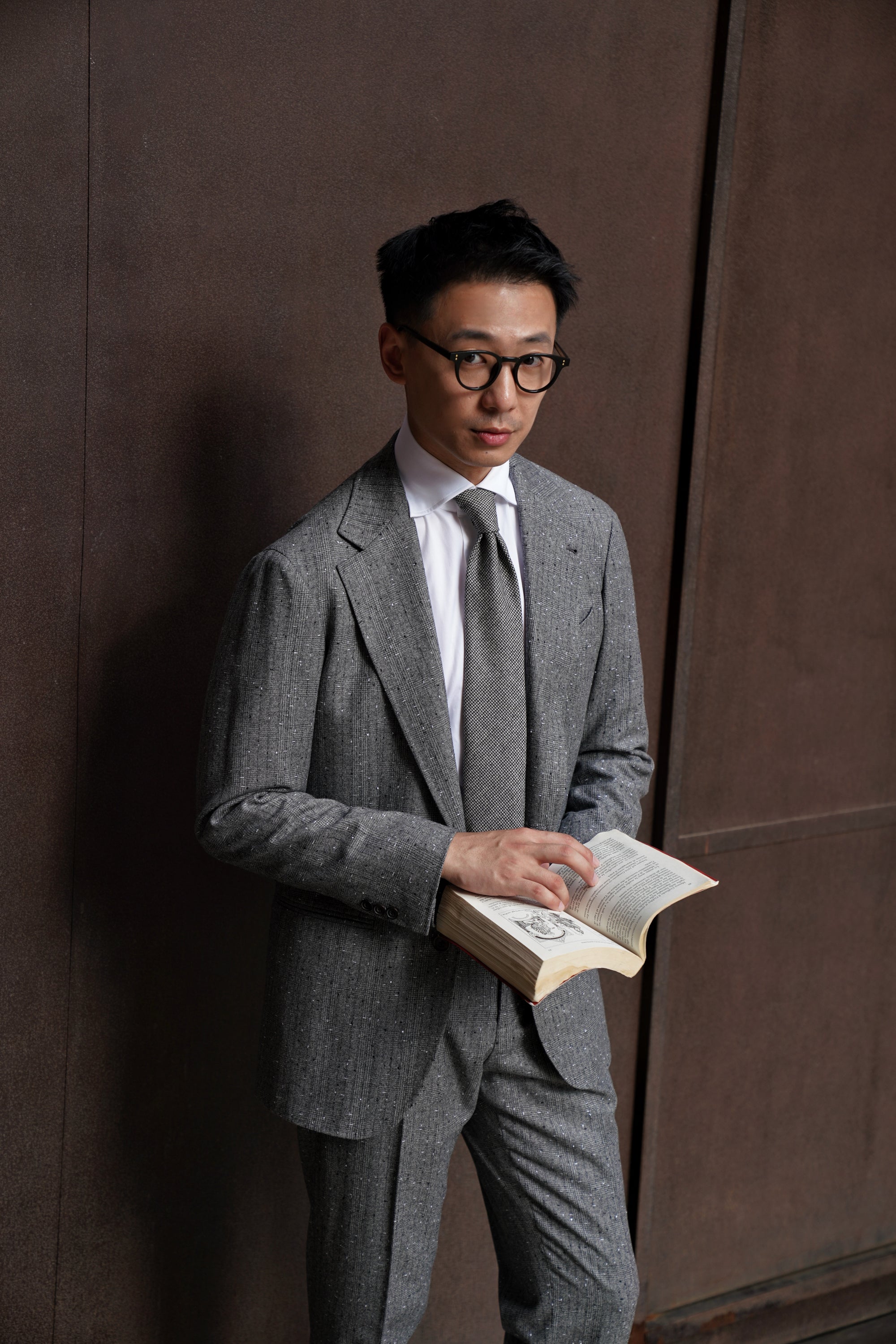 Grey Dotted Glen Check Suit