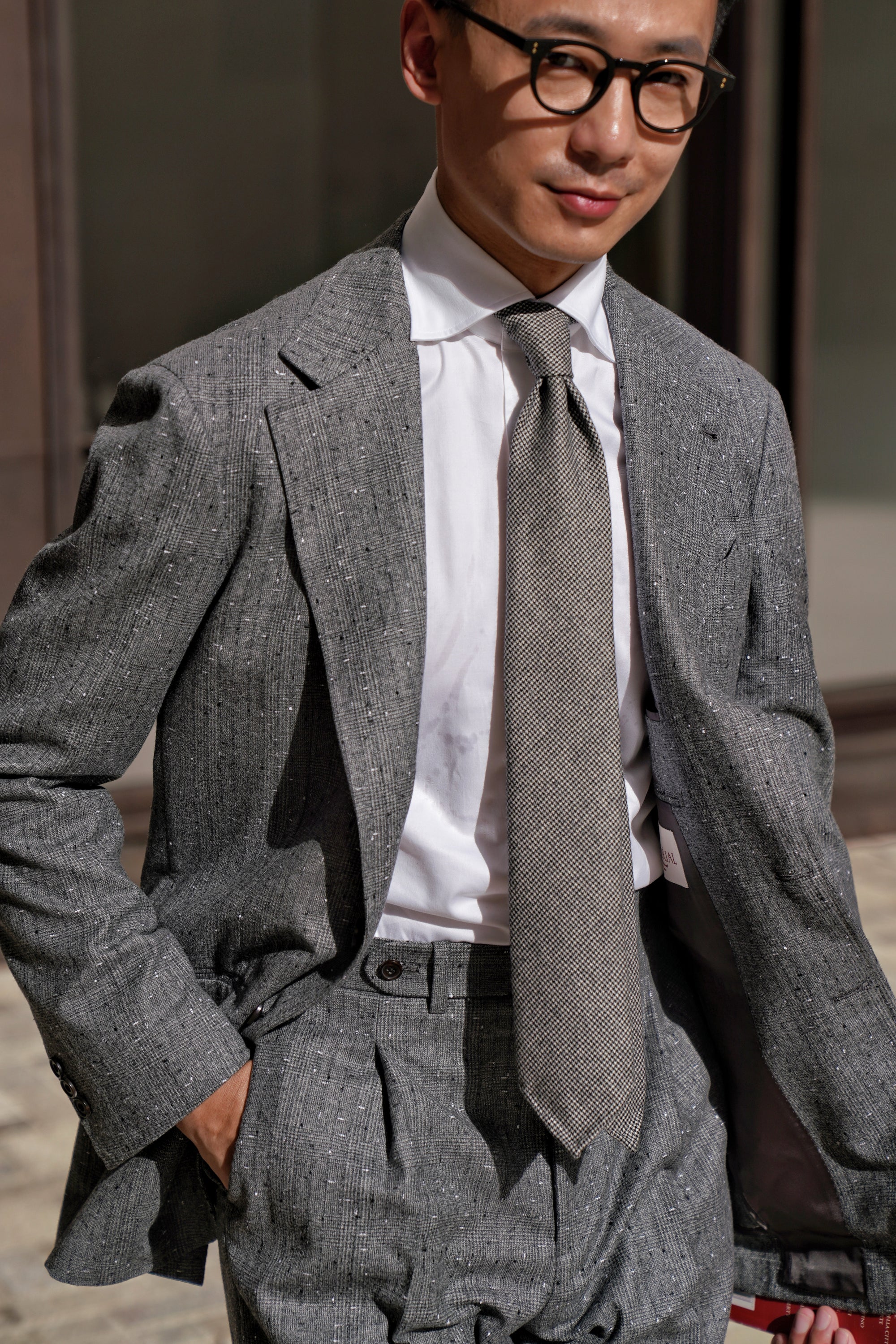 Grey Dotted Glen Check Suit