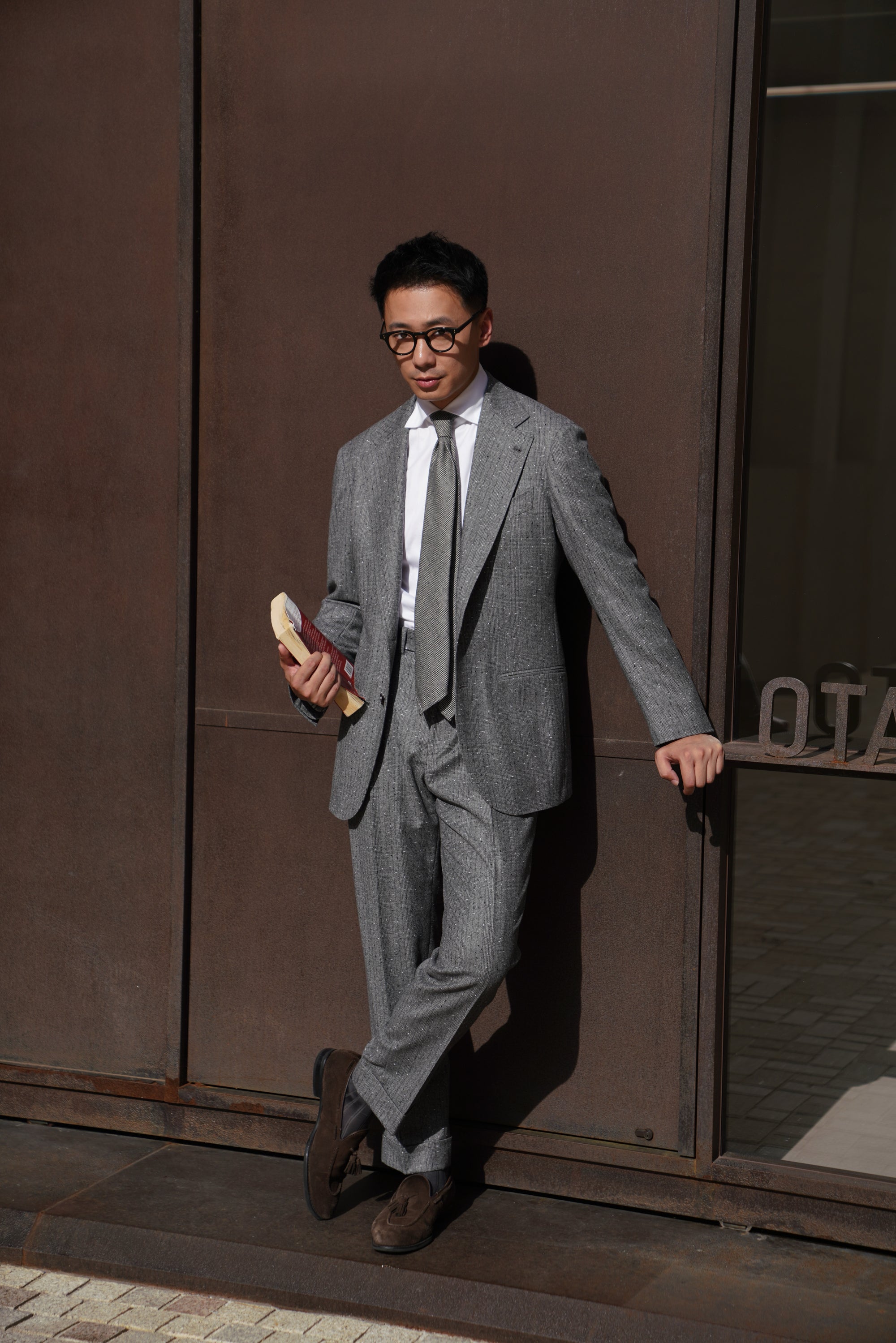 Grey Dotted Glen Check Suit