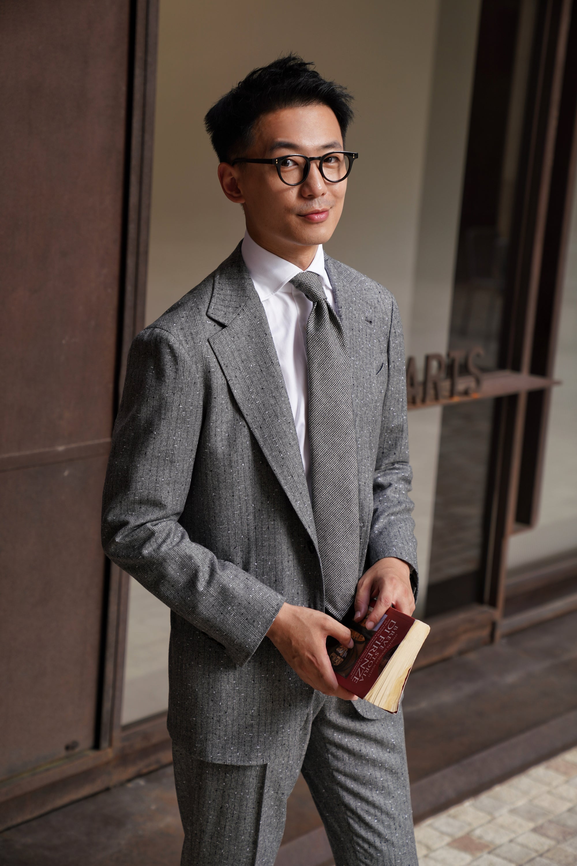 Grey Dotted Glen Check Suit