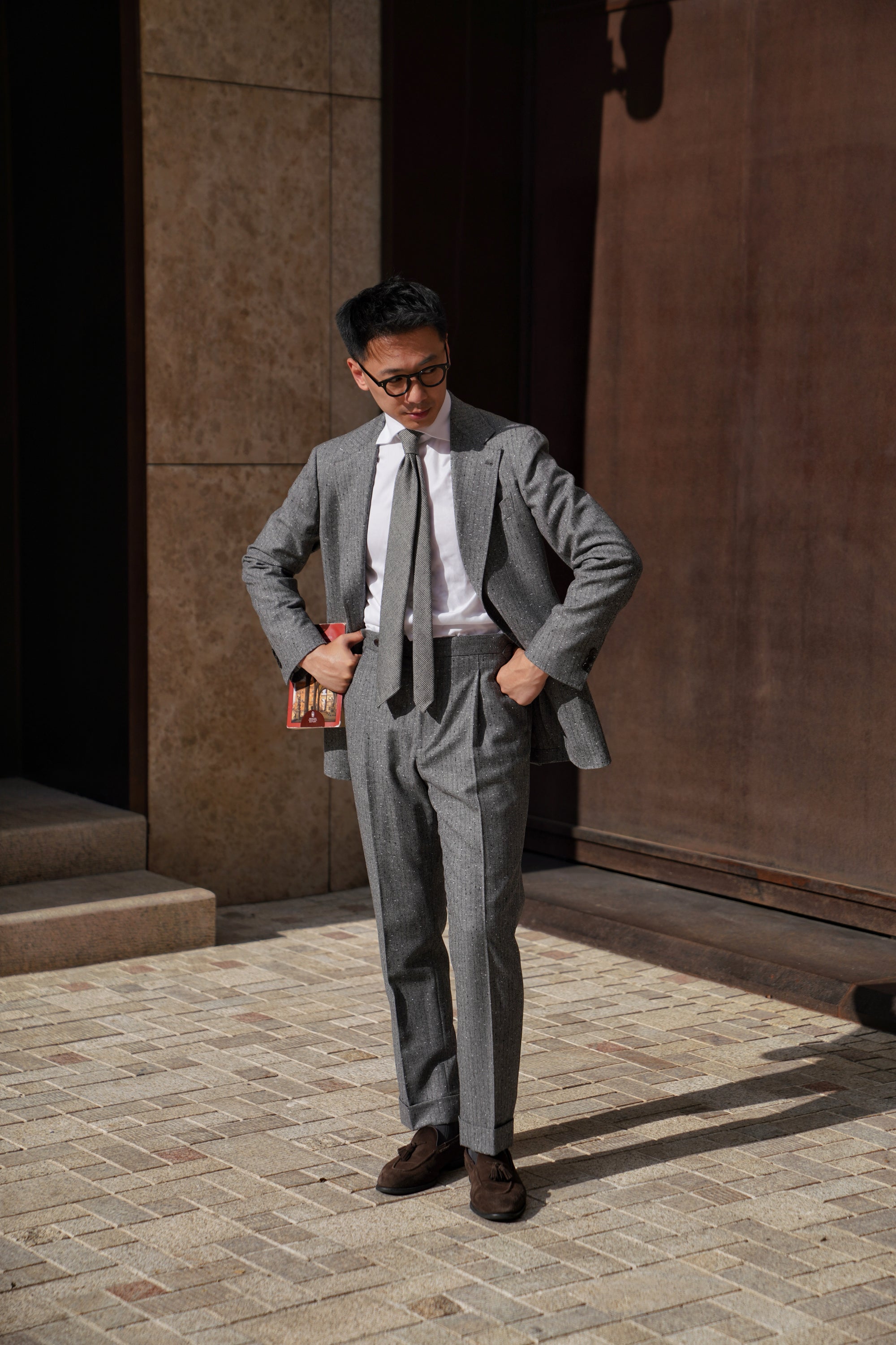 Grey Dotted Glen Check Suit